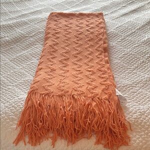 Orange Knit 50x60 Throw with Fringe